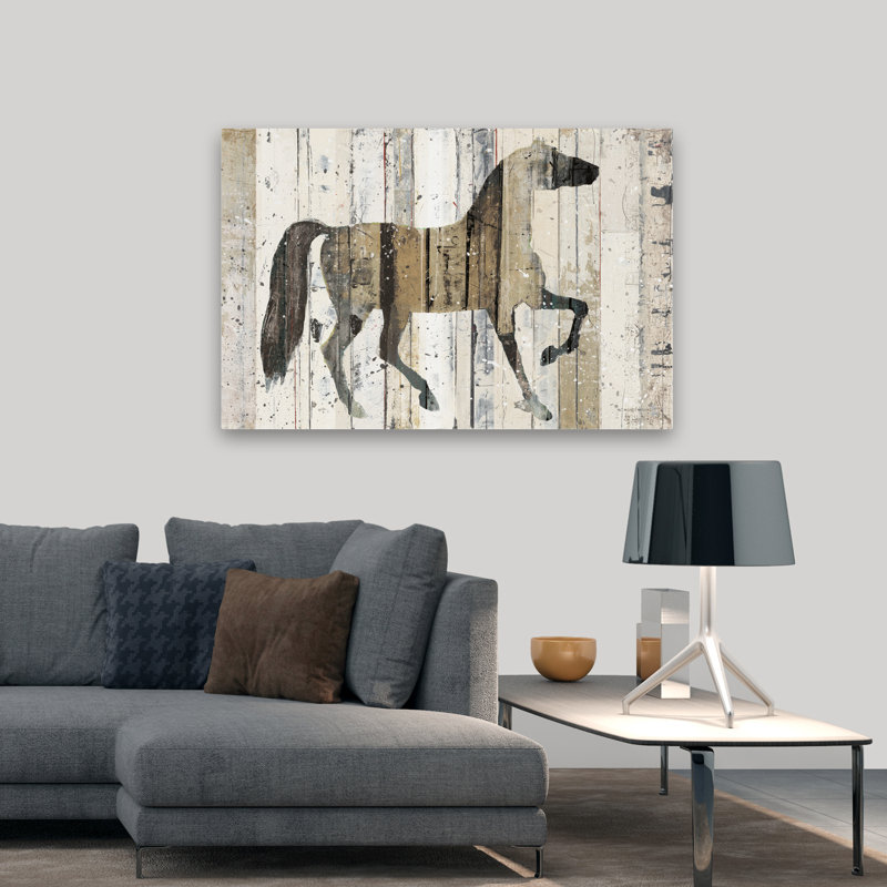 Cheval noir contemporain, H 48 po x l 32 po