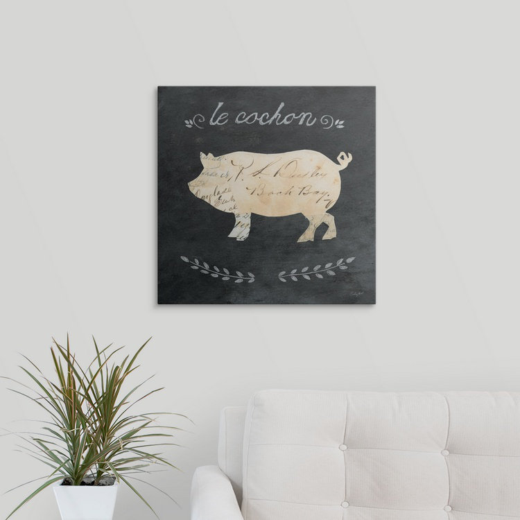 «Walstrand Le Cochon Cameo Square», reproduction d'art graphique Courtney Prahl, H 35 po x l 35 po x P 1,5 po, Toile