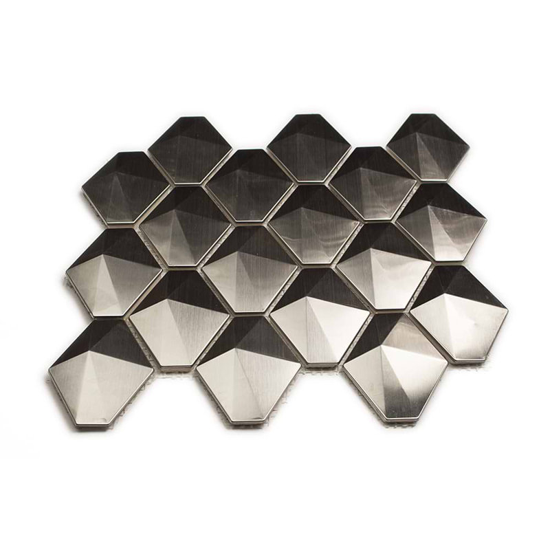 Terrapin 2x3 Geometric Polished Metal Mosaic Tile