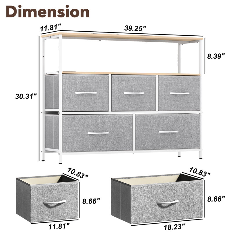 5 Drawer Storage Drawer, White