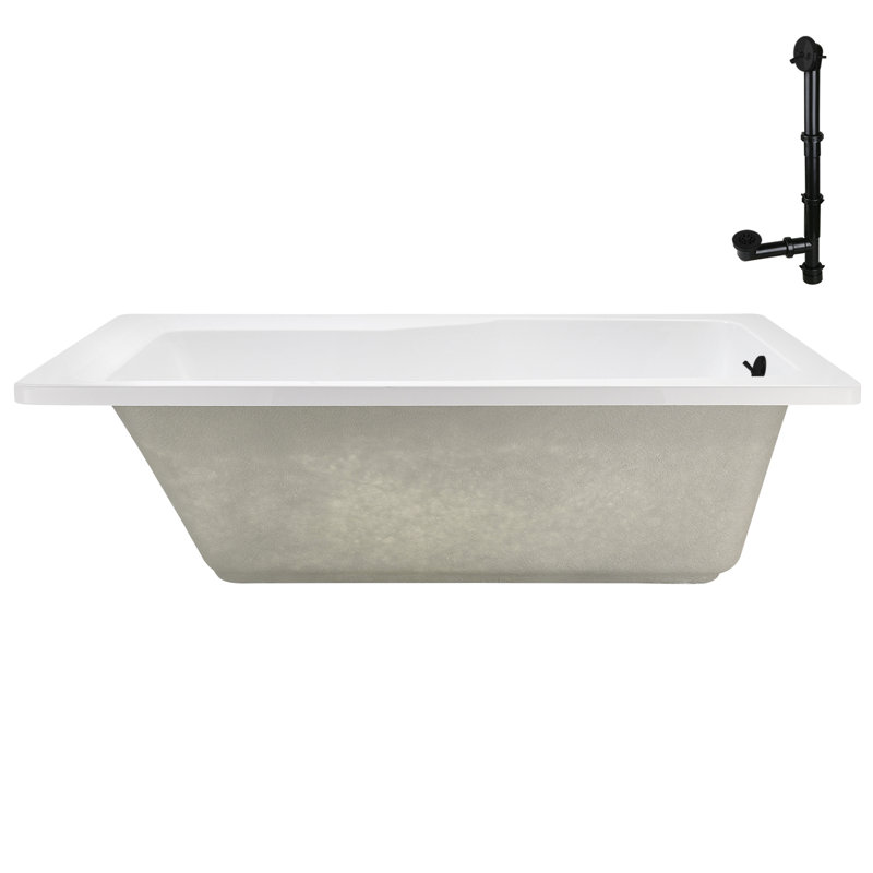 Baignoire de trempage en acrylique 66 po x 34 po, drain inclus, Noir mat