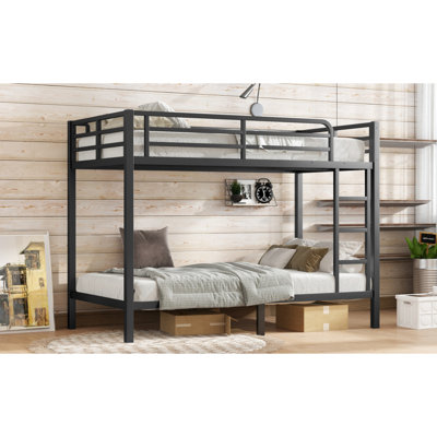 Metal Twin XL Over Twin XL Bunk Bed For Teens And Adults,Space-Saving/Noise Reduced/No Box Spring Needed, Black