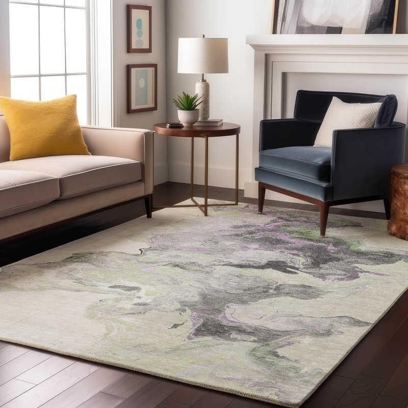Tapis abstrait lavable à la machine de qualité supérieure Mehara AMF1688, Rectangle 9 pi x 12 pi