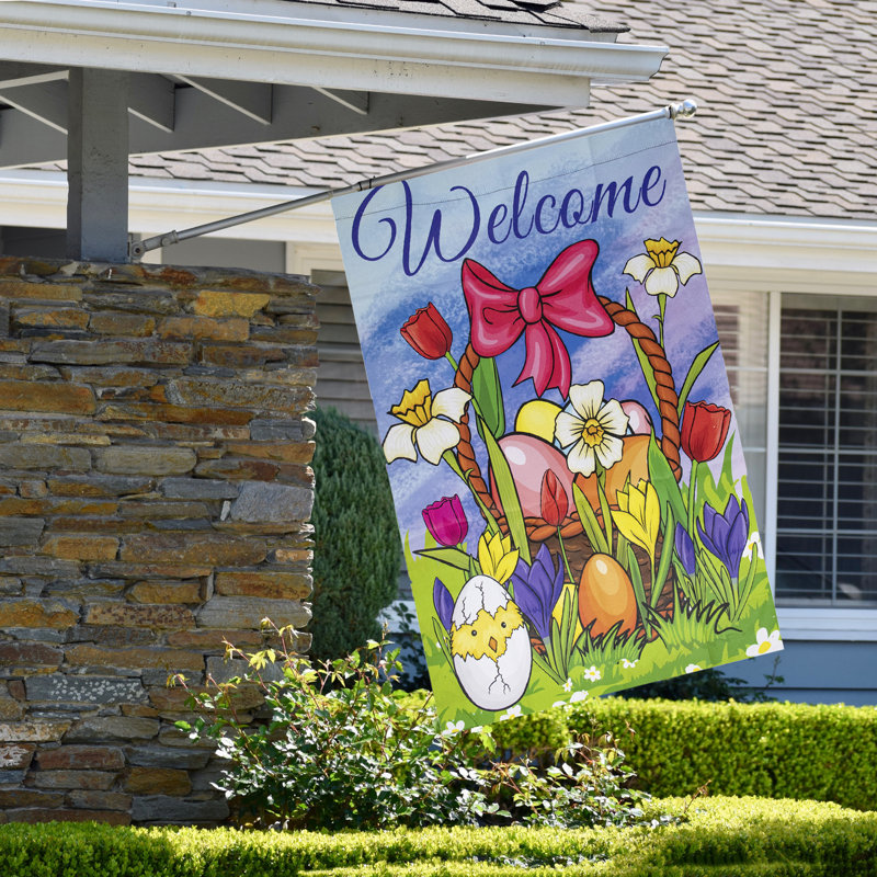Drapeau extérieur Welcome Welcome Basket, H 40 po x l 28 po