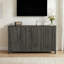 Buffet cannelé à flancs, grande crédence moderne de 55 po avec 4 portes, console média pour le vestibule du salon, noir