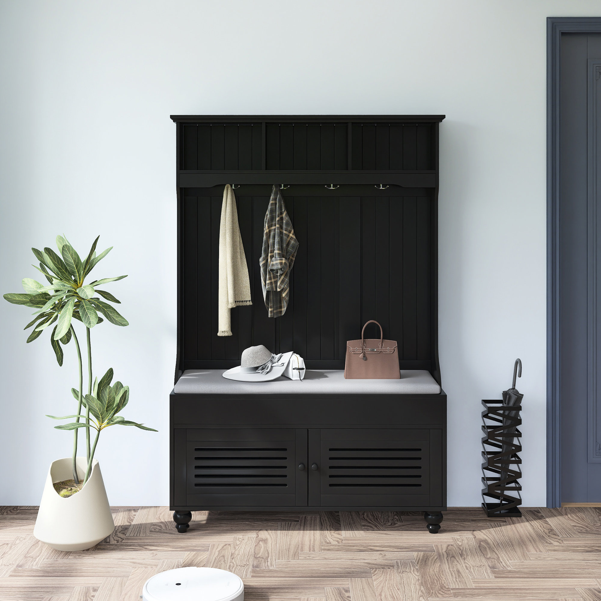Mudroom Storage Wide With Storage Bench, 5-in-1 Entryway