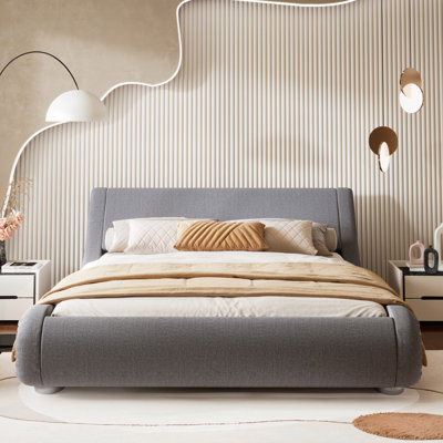 Bettejean Upholstered Profile Sleigh Bed with Luxury Ergonomic Faux Leather Headboard