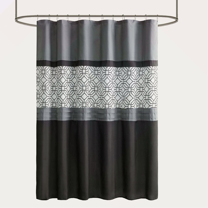 Embroidered And Pieced Shower Curtain