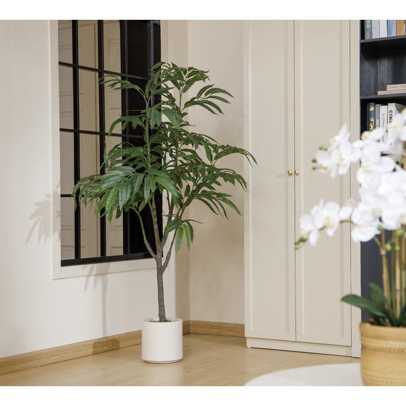 63" Artificial Faux Eucalyptus Tree in a Beige Resin Planter | 63" Eucalyptus Tree