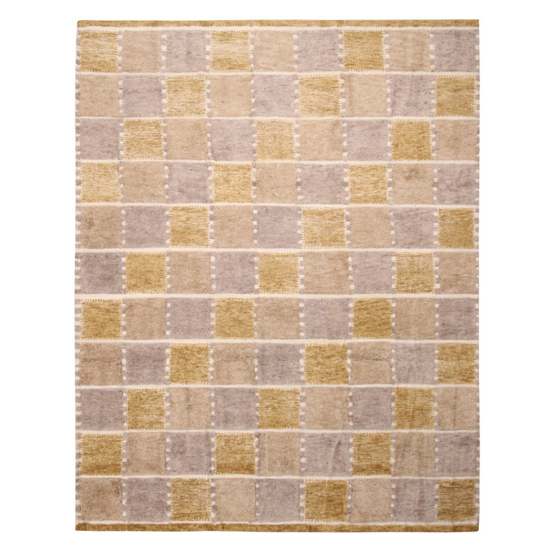 Rug & Kilim’S Scandinavian-Inspired Yellow And Gray Wool Pile Rug, Rectangle 10' x 14'
