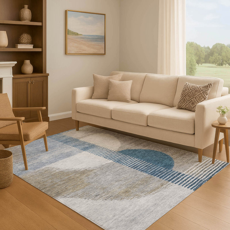Tapis géométrique de qualité supérieure lavable à la machine Ariel, Rectangle 10 pi x 14 pi