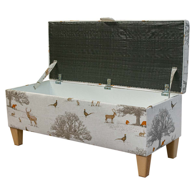 Cotton Upholstered Storage Bench