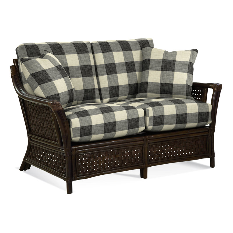 Boca Upholstered 55'' Loveseat, Black Buffalo Check; , Flax