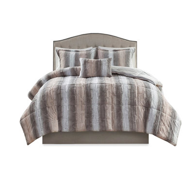 Queen Size Faux Fur Comforter - Soft Includes Comforter, 2 Shams, And Decorative Pillow Wash Alone First Time Cozy Fill 100% Fabric Follow Manufacturer's Instructions