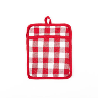 Nautica Red Plaid 100% Cotton Mini Oven Mitts With Silicone Palm