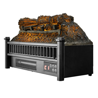 20 Inch Electric Log Fireplace Heater 1500W Fast Heating 5 Flame Brightness Color Choices Timer Remote Control Precise Temperature Multiple Protections Black Abs