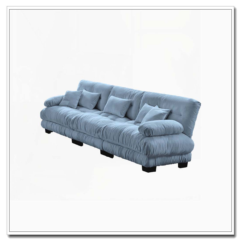 Canapé Cloud, canapé en chenille, Bleu + 3 sièges