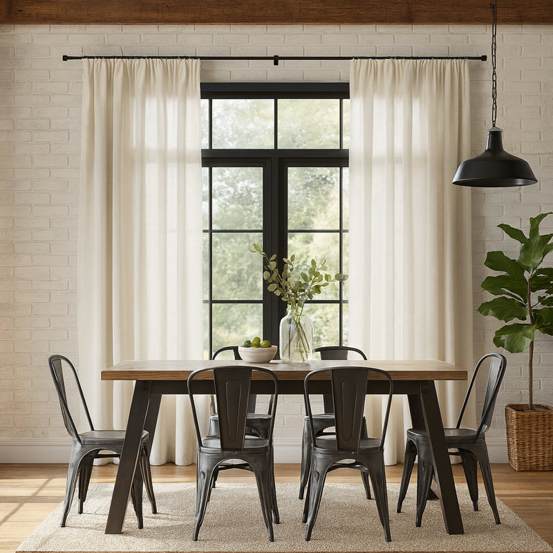 Harbour Housewares Extendable Metal Curtain Pole Kit, 2cm H x 250cm L x 2cm W, Matte Black