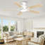 Ventilateur de plafond encastré blanc à 5 pales de 46 po avec lumières DEL Cissline, contrôlé par télécommande ou application-663531177-663531174