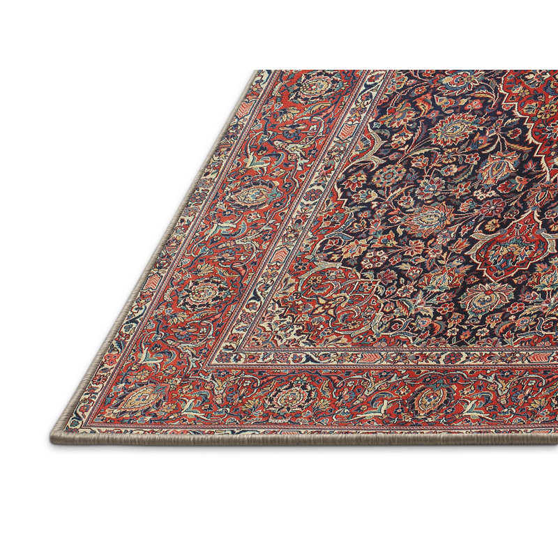 Tapis décoratif rouge de style oriental Benn, Rectangle 4 pi x 6 pi