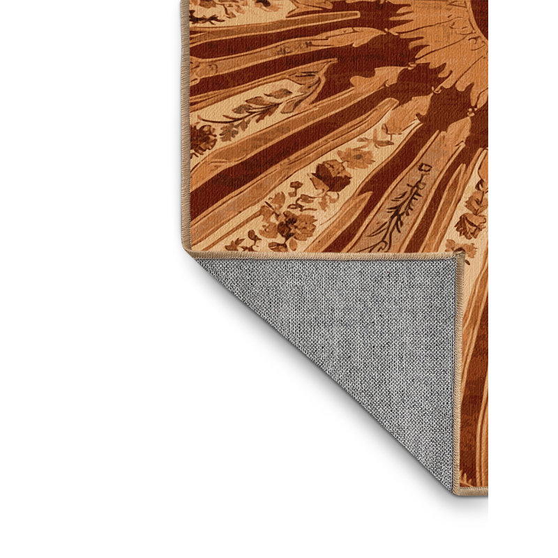 Tapis brun lavable à la machine, Rond 4 pi
