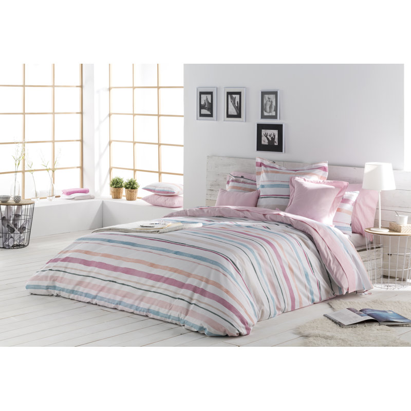 Ethan Striped Duvet Cover, Pink