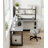 L-Shaped Sintered Stone Tabletop Desk with Shelf-1181181137