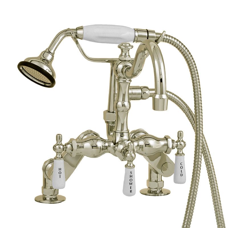 Deck Mount Telephone Faucet with Handheld by Strom Living, Matte Nickel