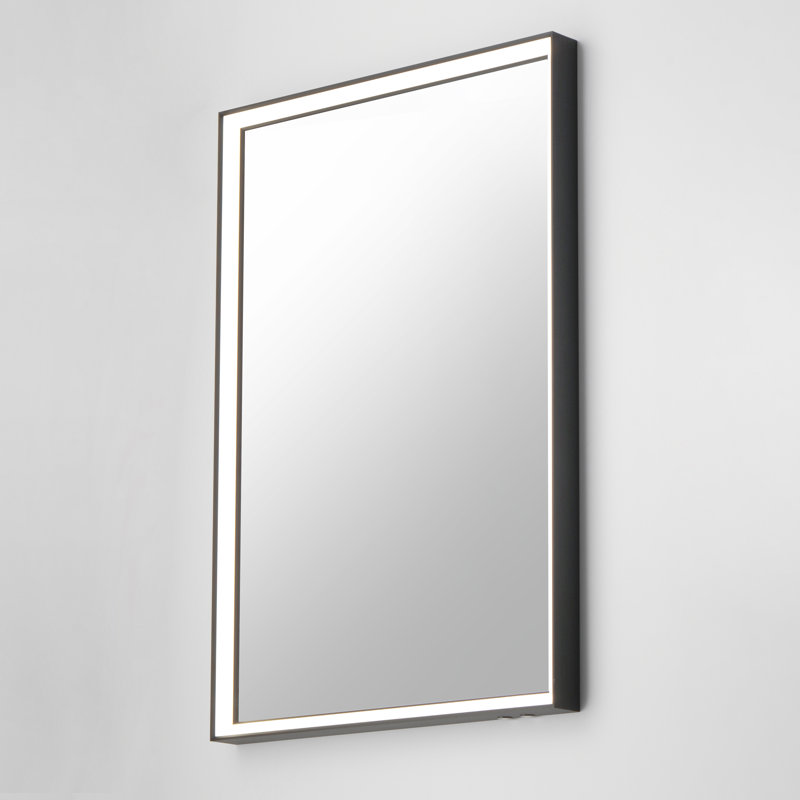 Miroir biseauté à DEL, Or/noir, 30 po x 24 po
