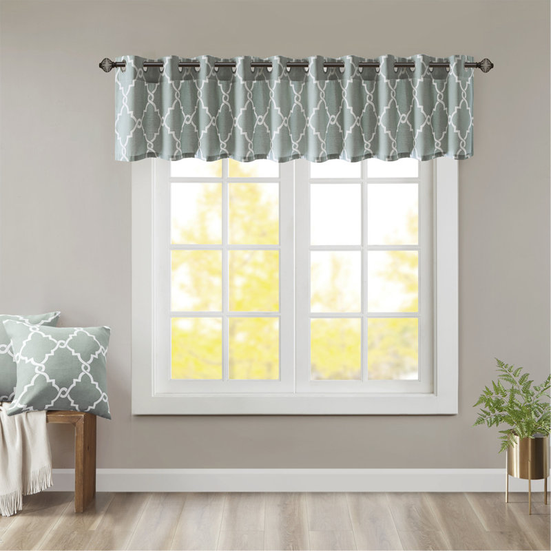 Print Grommet Top Window Valance, Sage Green