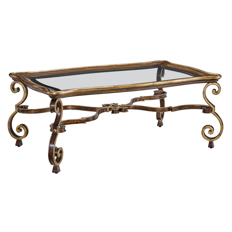 Sovereign Aria Mahogany Coffee Table with Bronze Steel Base