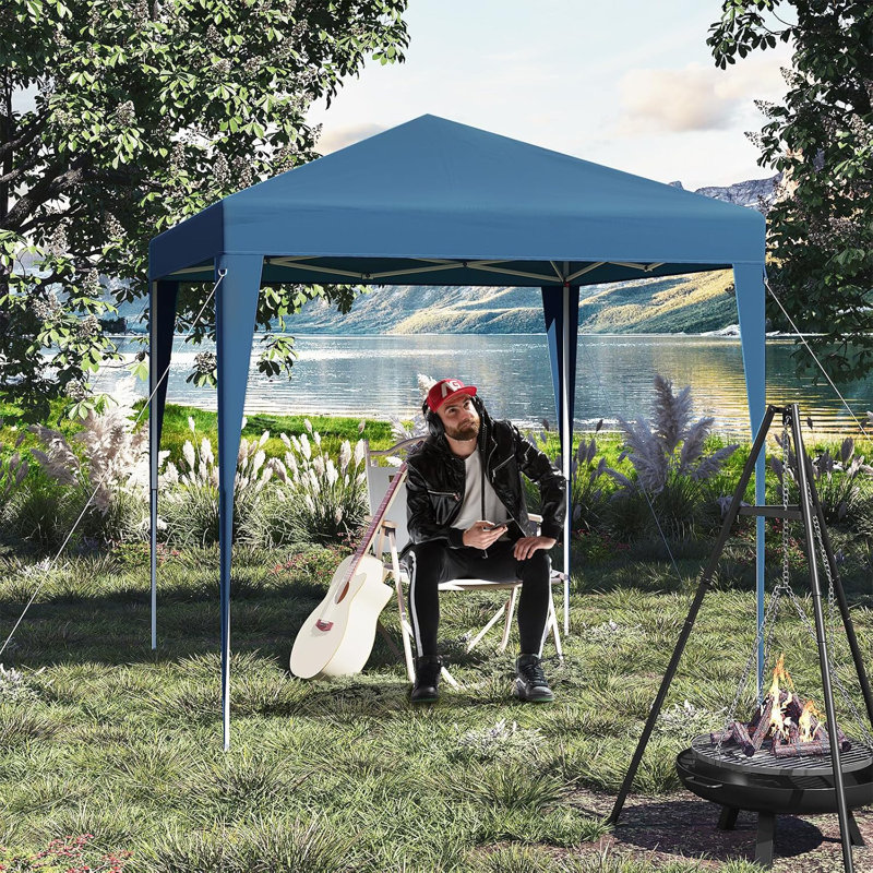 Gazebo, folding gazebo 2 x 2m, with 4 side walls, party tent water-repellent UV protection 50+, height-adjustable garden gazebo, with carrying bag, for outdoor garden camping
