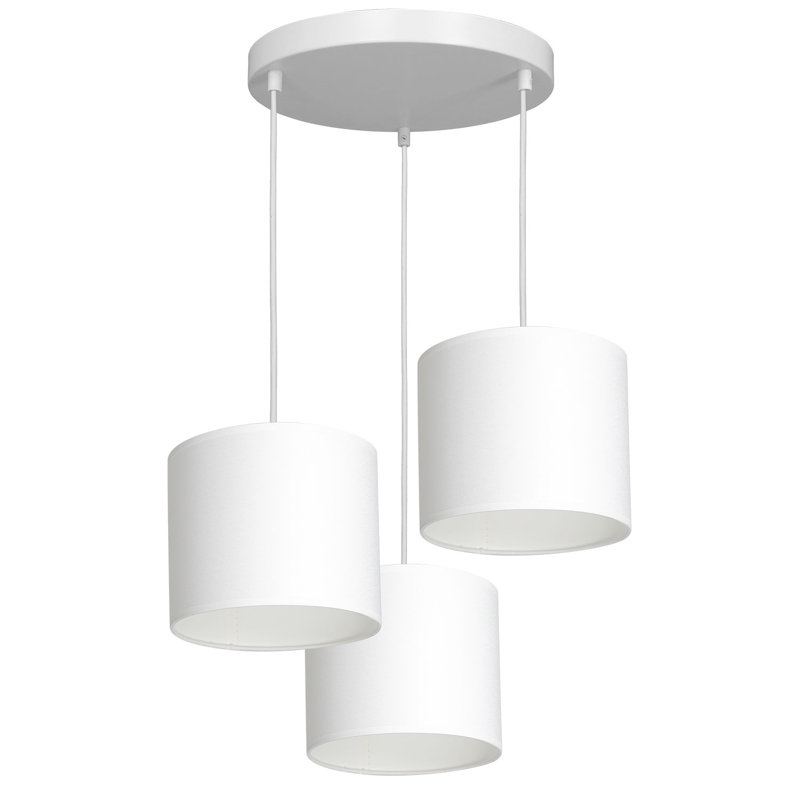 Ajooni 3 - Light Drum Chandelier, White, White