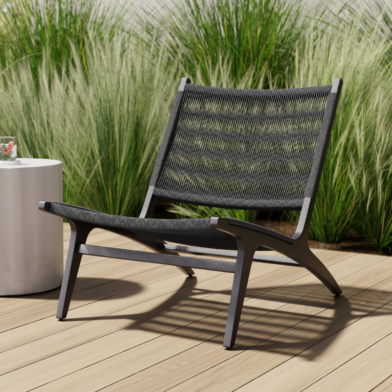Rockaway Teak Patio Lounge Chair, Dark Gray