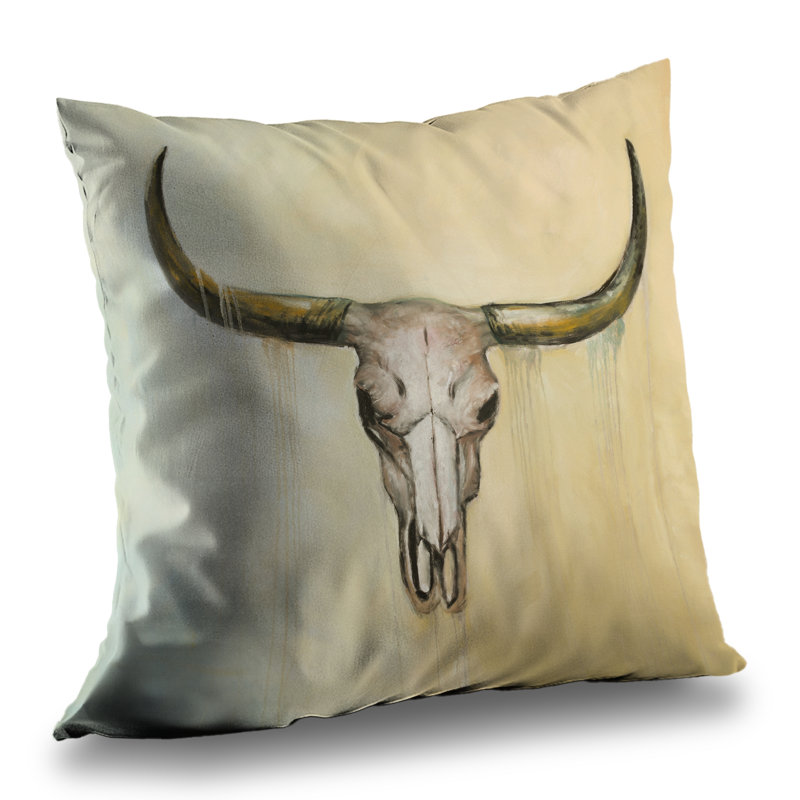 Cow Skull - Poly Twill Throw for Home Decor | Rustic Charm – Throw Pillow Cover Only, Double-Sided Print, Insert Not Included