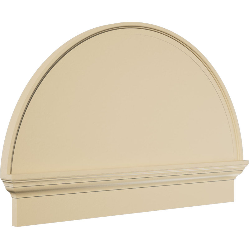 Demi-rond signature fronton en uréthane, brun clair apprêté, 36 po x 24,75 po x 2,75 po, Combinaison, Lisse