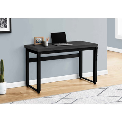 Standing Desk For Home Office Work, 48" Adjustable, Grey Laminate, Black Metal, Modern Setup Adjustable Workstation Office, Laminate Top, Metal