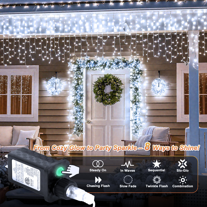 62FT 720 LED Outdoor Hanging Lights for Patio, Cool White Christmas Lights, Plug In, Cool White