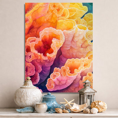 Art mural récif corallien, décor de toile sous-marine, gros plan fleur de corail