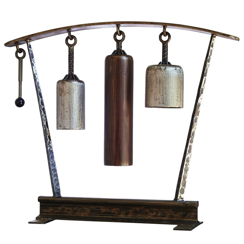 Three Tone Rail Sound Sculpture-Natural Iron
