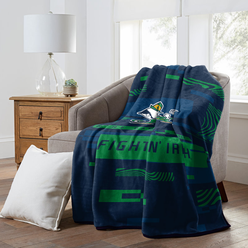 Throw Blanket, The Fighting Irish, Navy Blue/Green