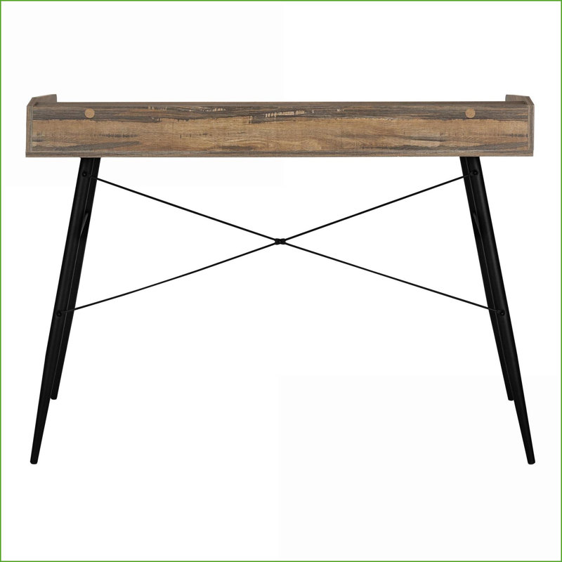 Bureaux | Bureau d'ordinateur 48 "avec tablettes de rangement Casiers | Stratifié brun moderne & amp; Métal noir | Brun | Panneau de particules