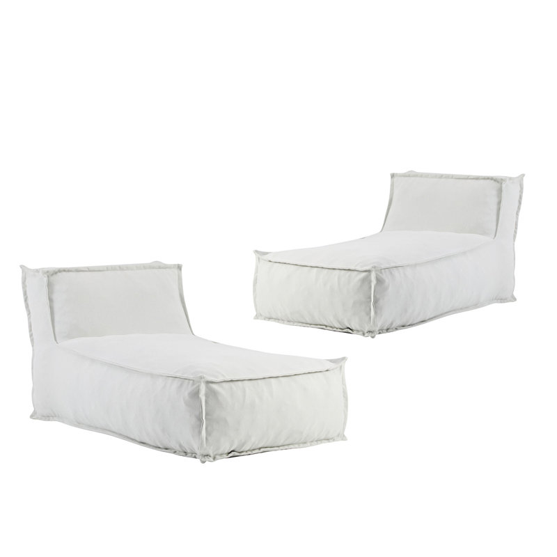 Outdoor Bean Bag Lounge Chair,Set Of 2, Light Gray
