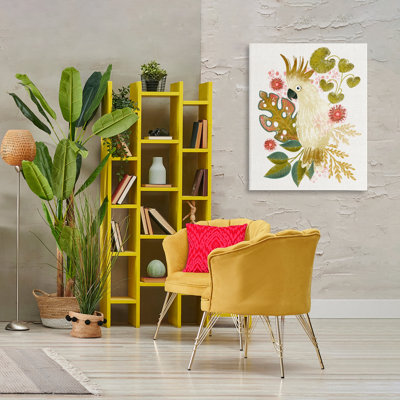Art mural sur toile cacatoès et feuilles tropicales par Fineapple Pear