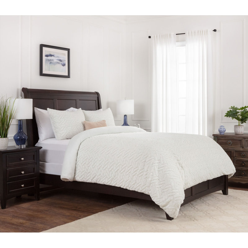 Ensemble de housse de couette réversible en microfibre 3 pièces Chanasya, Blanc