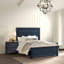 Ensemble de chambre à coucher de style campagne moderne 3 pièces bleu avec 2 tables de chevet bicolores-1965746544