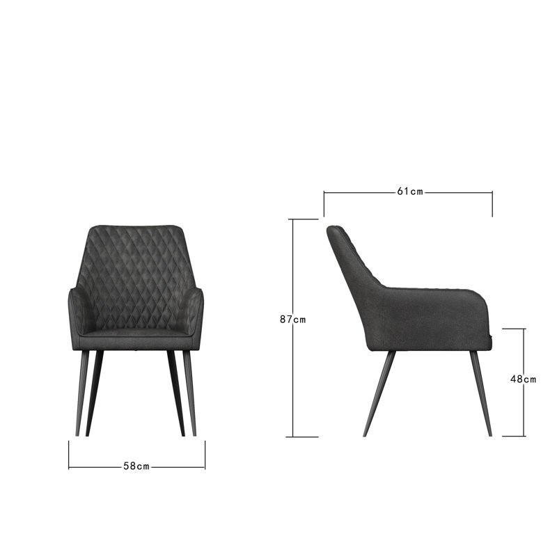 48cm H Upholstered Side Chair, Grey