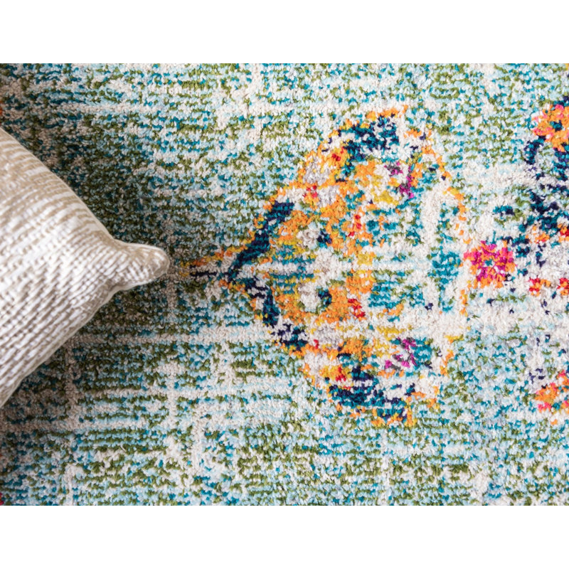 Ernst Green/Orange Rug, Rectangle 66 x 91cm