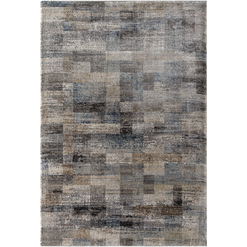 Rectangle Brod Machine Woven Polypropylene/Polyester Area Rug in Brown, Rectangle 5'3" x 7'
