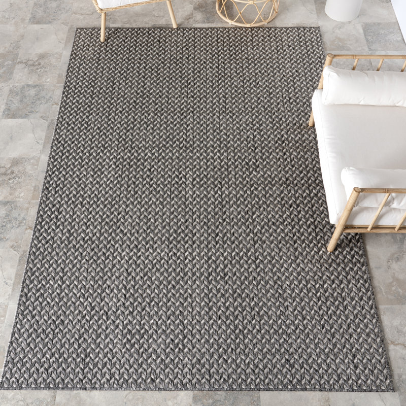 Tapis d'intérieur / extérieur Malaya, Rectangle 9 pi 6 po x 12 pi, Gris